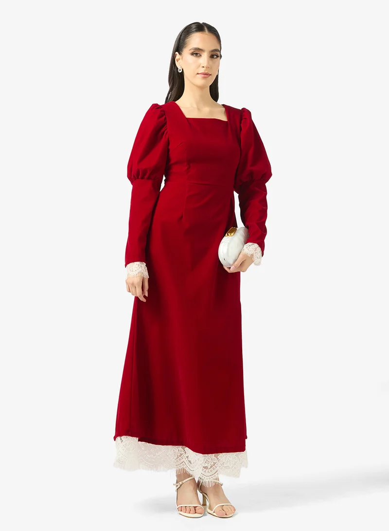 Khizana  A-line Dress With Lace Trim for Women | Best Price UAE